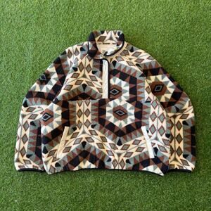 Crazy Cool Mens Wrangler Aztec Style Quarter Button Fleece L